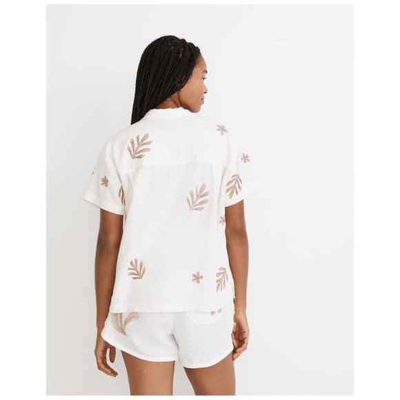 [NWT] Madewell Embroidered Leaf Camp Shirt in Cream - Picture 4 of 7